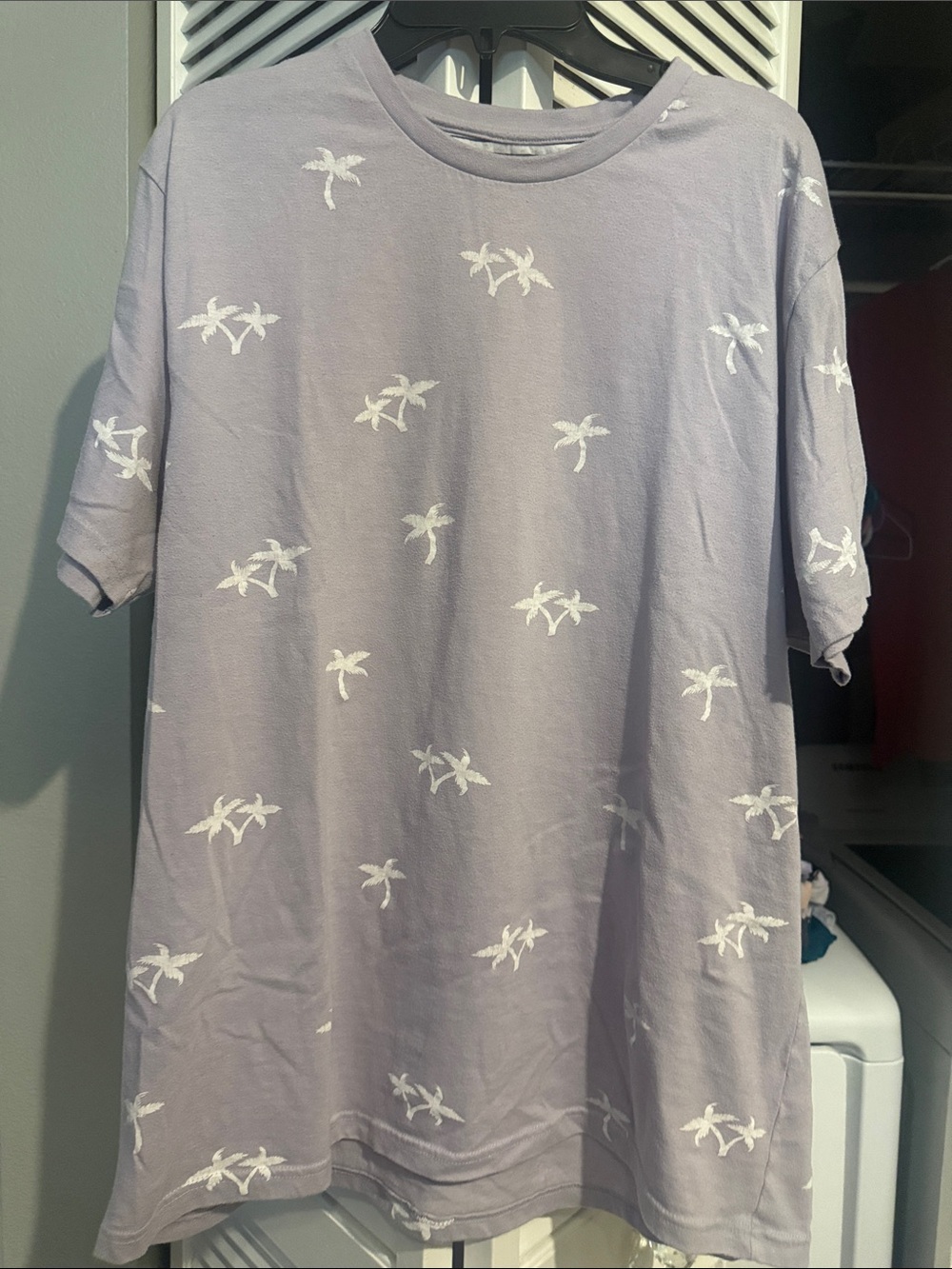 Denim & Flower Lavender Palm-Print Short Sleeve Tee